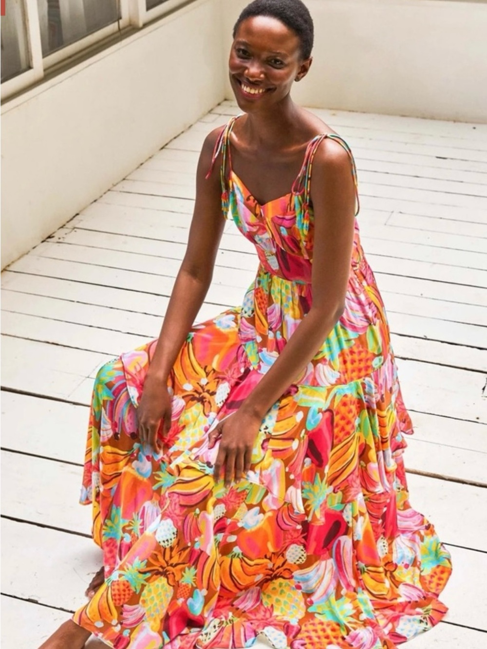 FARM Rio Fruit Salad Ruffle Maxi Dress M NWT | MSRP $260 - Picture 6 of 6
